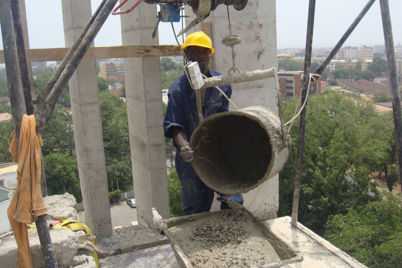 Concrete works on a suspended slab