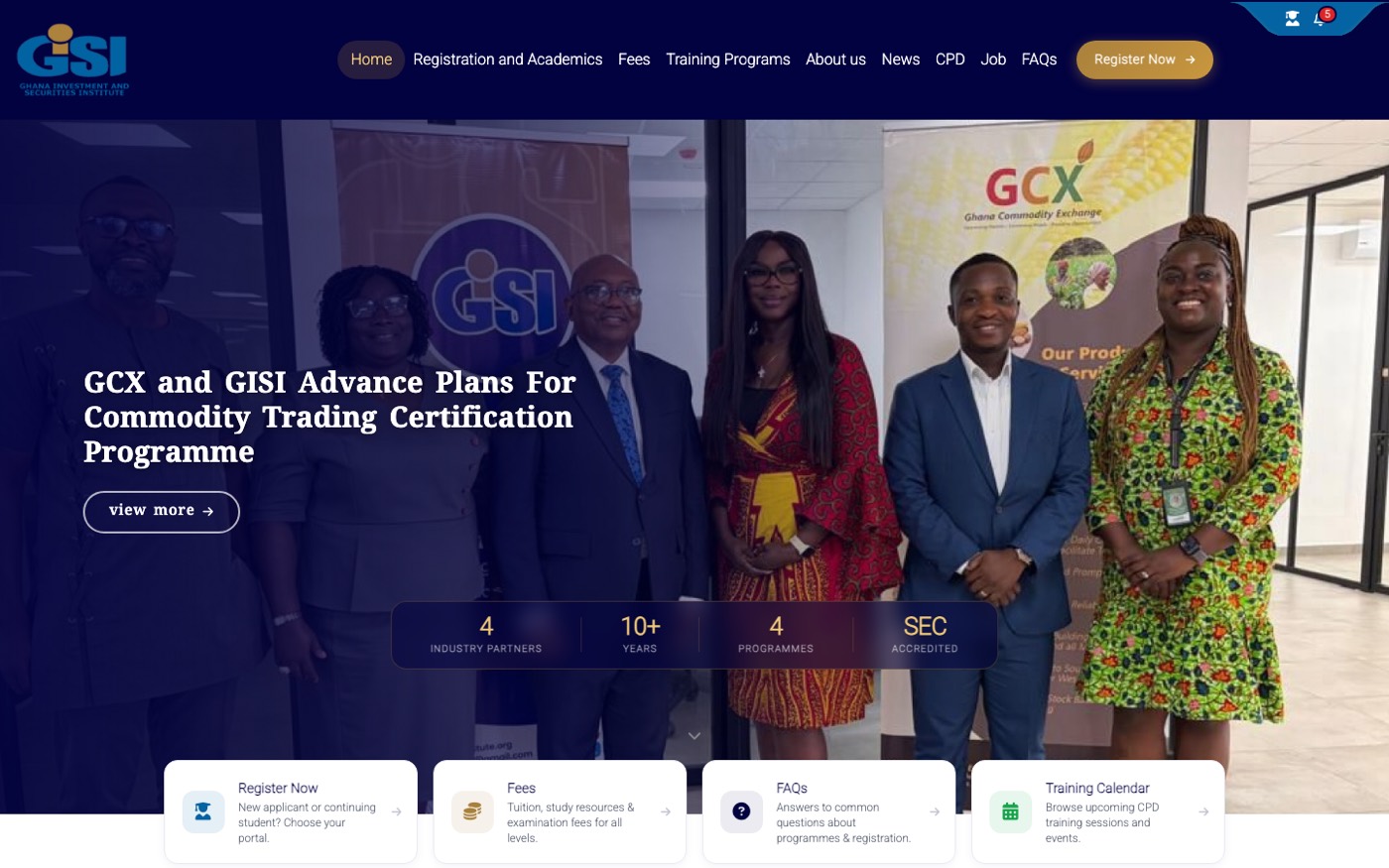 The GISI website built by Luchi Empire